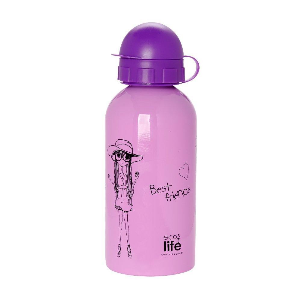 Παγούρι EcoLife Μεταλλικό Ανοξείδωτο Fashion Girl 500ml