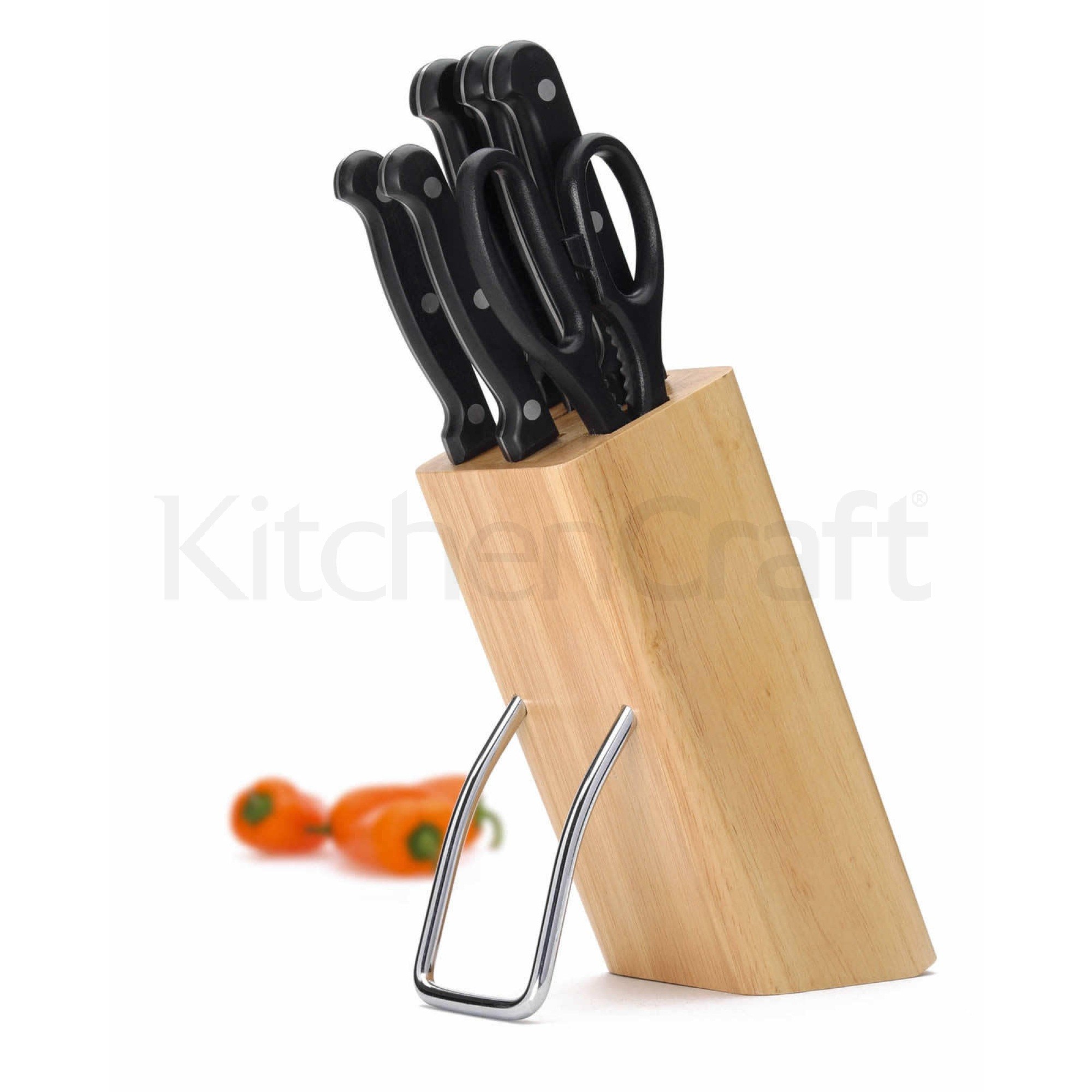 Μαχαίρια Kitchencraft Σετ 6Τμχ Με Ξύλινη Βάση