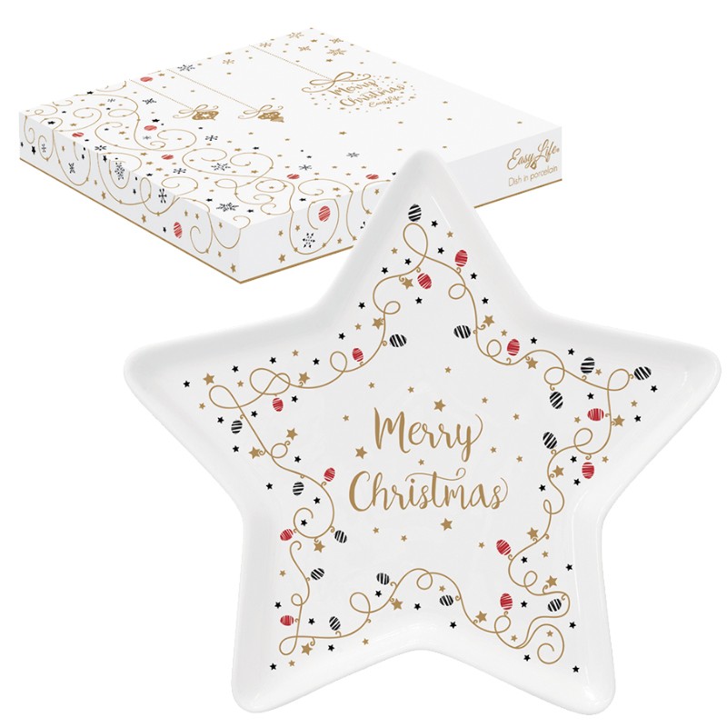 Πιατέλα Πορσελάνης Merry Christmas Star 19,5cm R2S