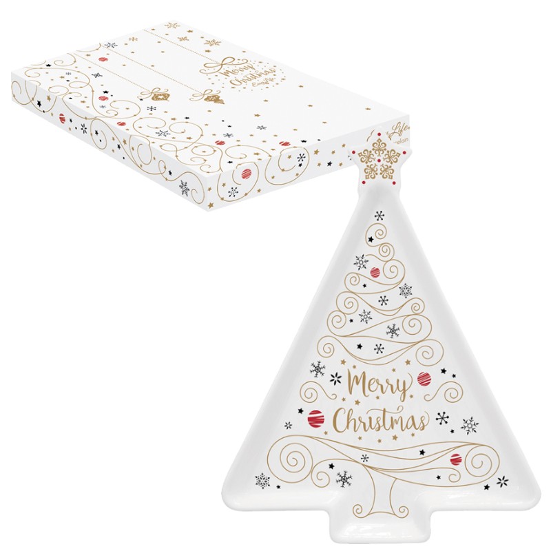 Πιατέλα Πορσελάνης Δέντρο Merry Christmas Star 21cm R2S