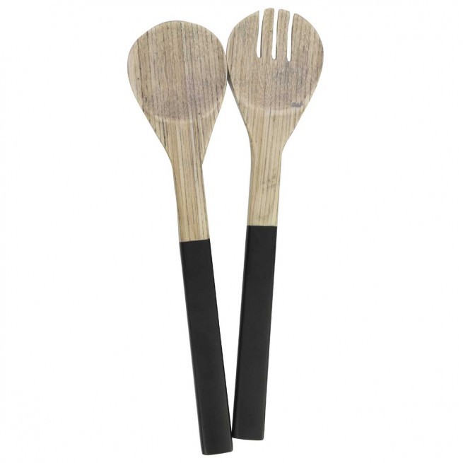Σετ Κουτάλες Σερβιρίσματος Σαλάτας Bamboo Black Marva Home