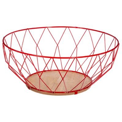 Φρουτιέρα Μεταλλική Στρογγυλή Κόκκινη 27cm Marva Home