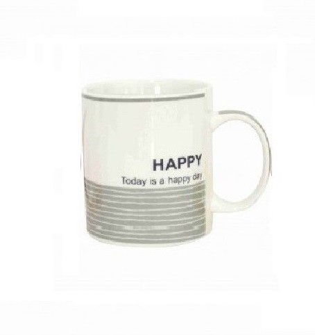 Κούπα New Bone China Ριγέ Grey 350ml Marva Home
