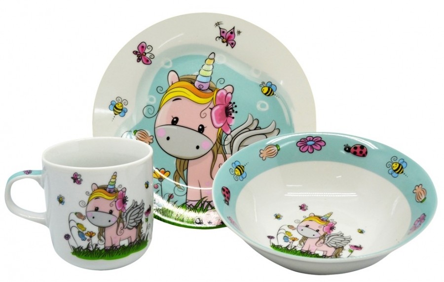 Σετ Φαγητού BeBe Unicorn Πορσελάνης 3Τμχ