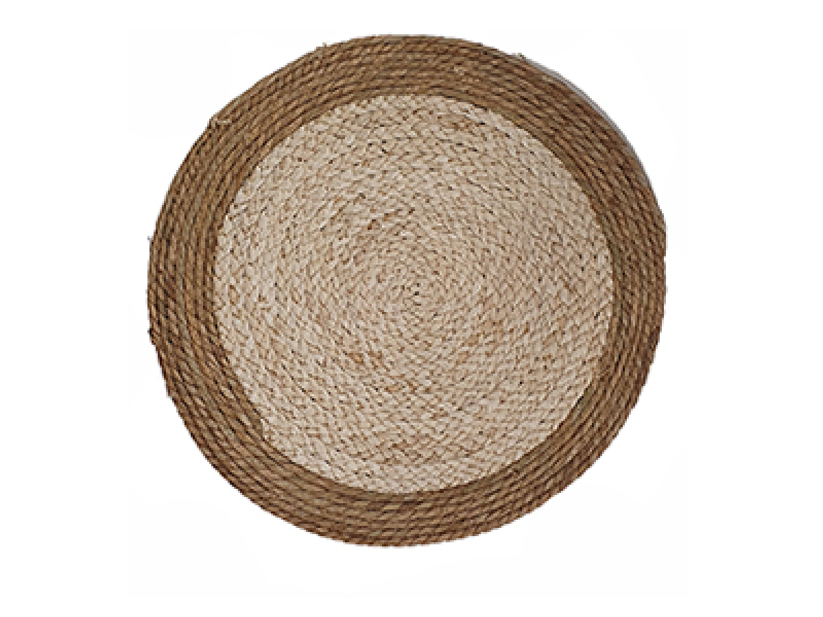 Σουπλά Ψάθινο Στρογγυλό Seagrass Μπεζ- Εκρού 35cm
