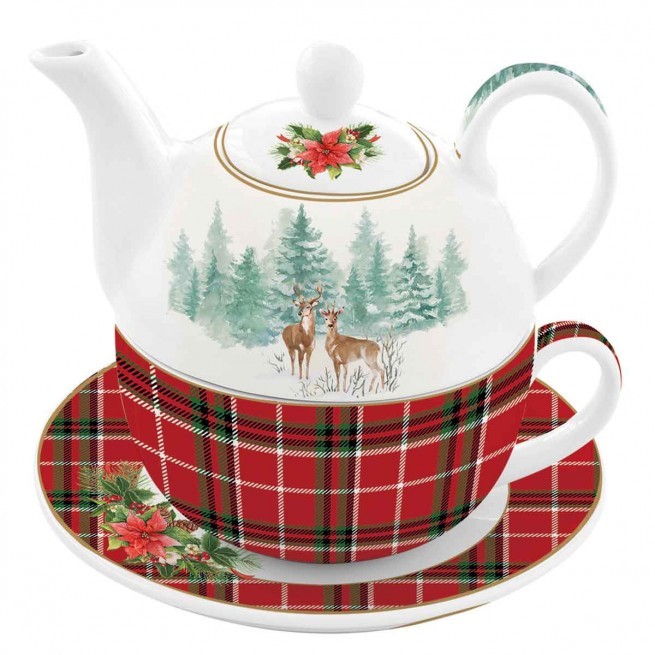 Τσαγιέρα & Φλιτζάνι Πορσελάνης Winter Forest tea For One R2S