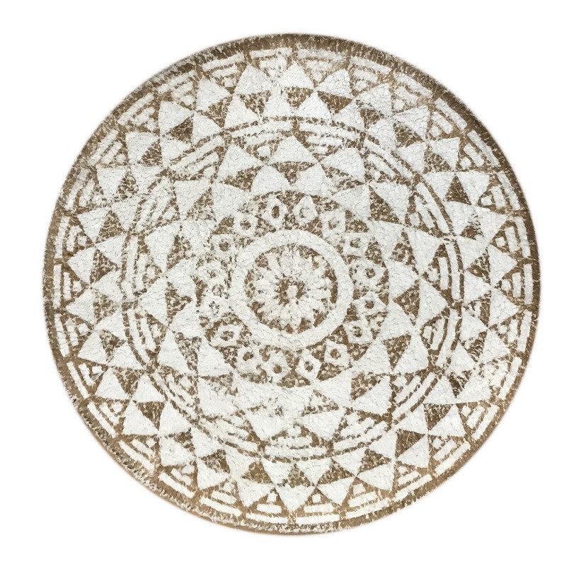 Χαλάκι Geometric Στρογγυλό Βαμβακερό Beige 60cm