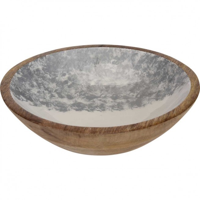 Μπολ Ξύλινο Mango Silver 24cm