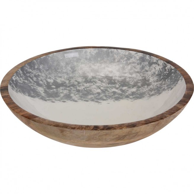 Μπολ Ξύλινο Mango Silver 30cm